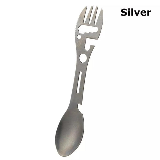 Stainless Steel Spoon and Fork - 10-in-1 Multi-Tool - Works as a combination spoon, fork, knife, bottle V1237-NKKS00008