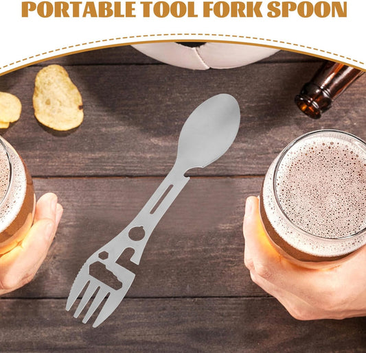 Stainless Steel Spoon and Fork - 10-in-1 Multi-Tool - Works as a combination spoon, fork, knife, bottle V1237-NKKS00008
