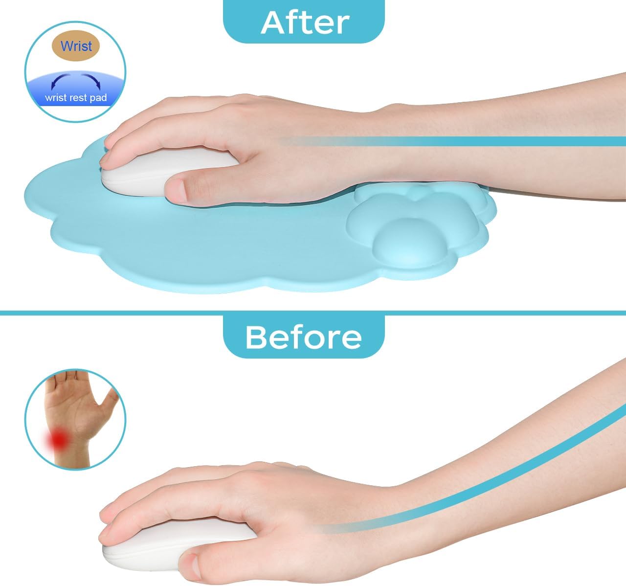Mouse pad - Mouse pad with wrist rest - Ergonomic mouse pad - Mouse pad with leather surface, suitable for V1237-NKKS00010