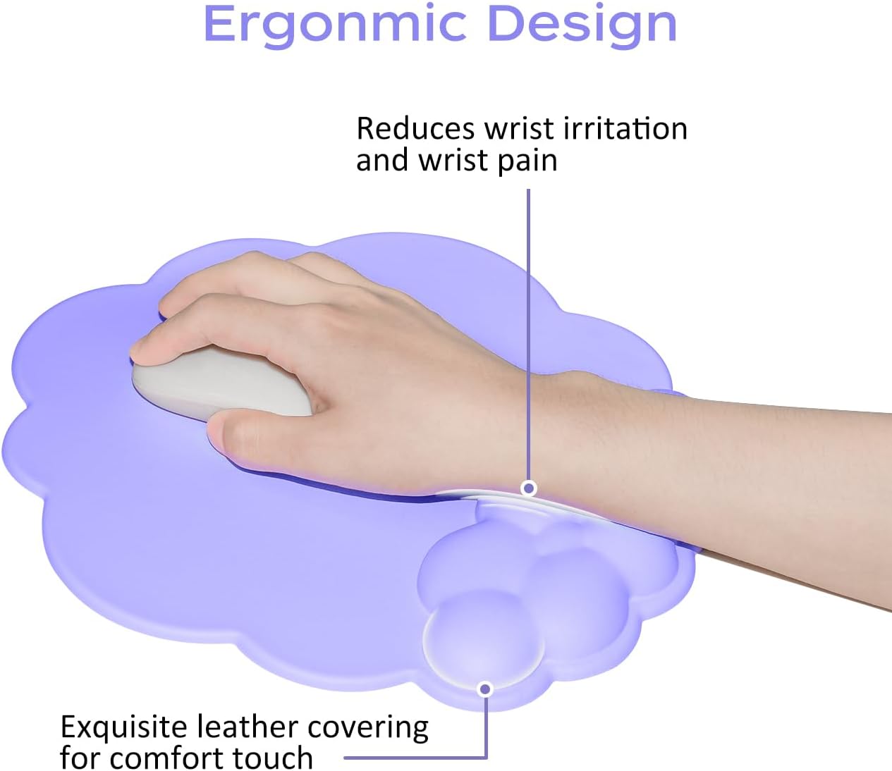 Mouse pad - Mouse pad with wrist rest - Ergonomic mouse pad - Mouse pad with leather surface, suitable for V1237-NKKS00012