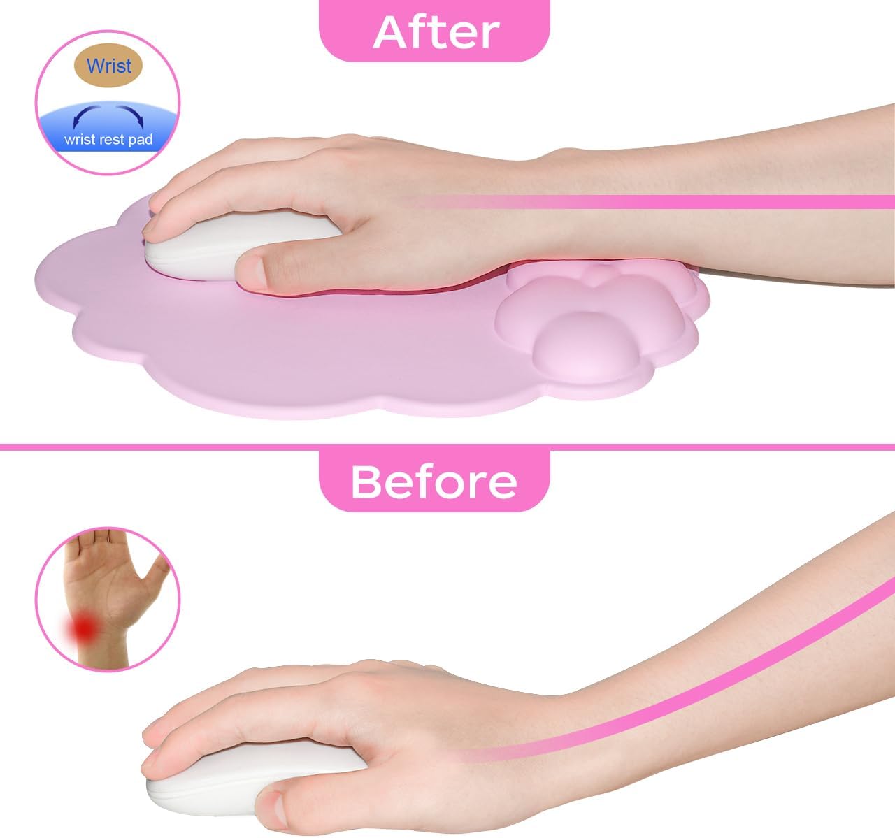 Mouse pad - Mouse pad with wrist rest - Ergonomic mouse pad - Mouse pad with leather surface, suitable for V1237-NKKS00013
