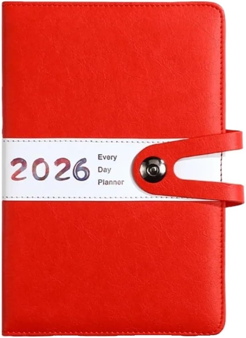 Agenda 2026 Adults - Planner - Journal - Organizer - Business - Texture - PU Material - A5 Format - Red V1237-NKKS00026