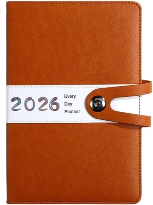 Agenda 2026 adults - Planner - Journal - Organizer - Business - Texture - PU material - A5 format - Brown V1237-NKKS00027
