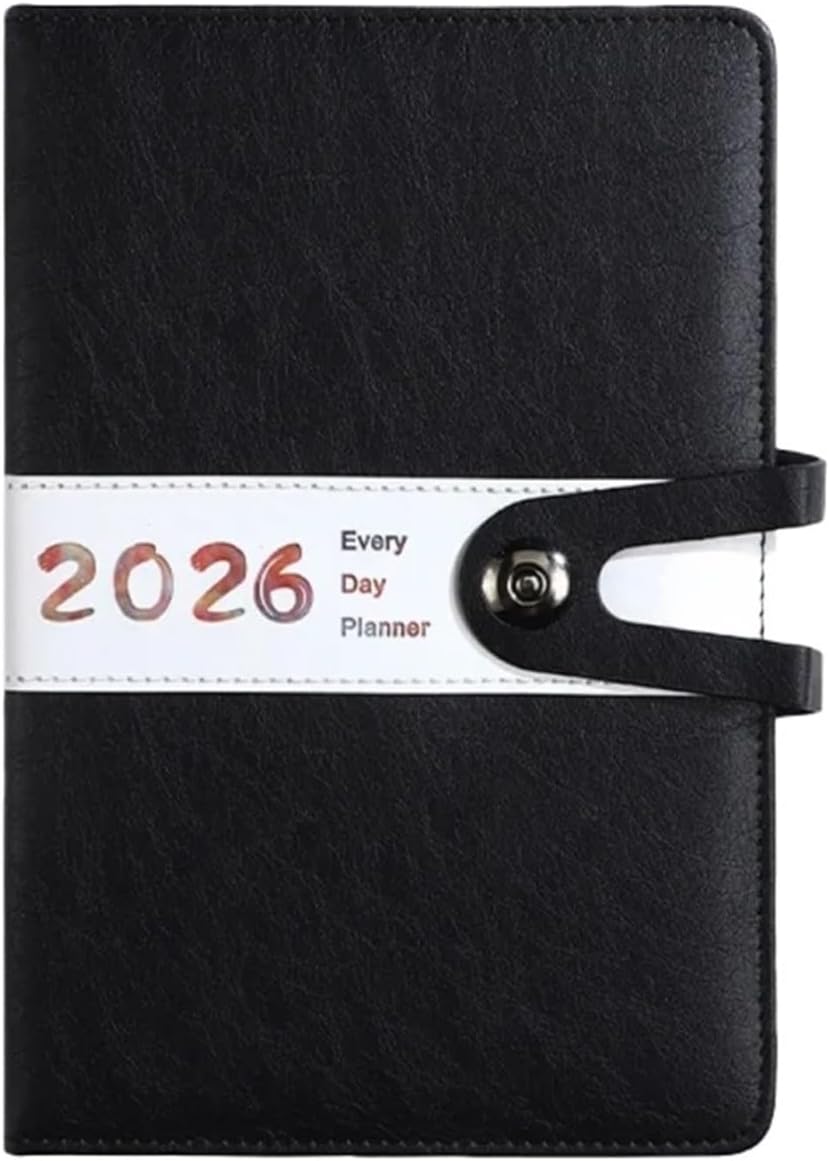 Agenda 2026 Adults - Planner - Journal - Organizer - Business - Texture - PU Material - A5 Format - Black V1237-NKKS00028