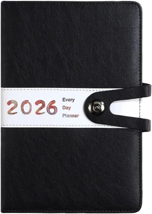 Agenda 2026 Adults - Planner - Journal - Organizer - Business - Texture - PU Material - A5 Format - Black V1237-NKKS00028