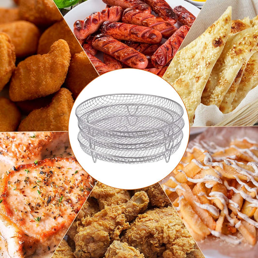 Multi-layer air fryer rack (3 round layers) - Air fryer baking pan - Air fryer grid - 304 stainless steel - V1237-NKKS00034