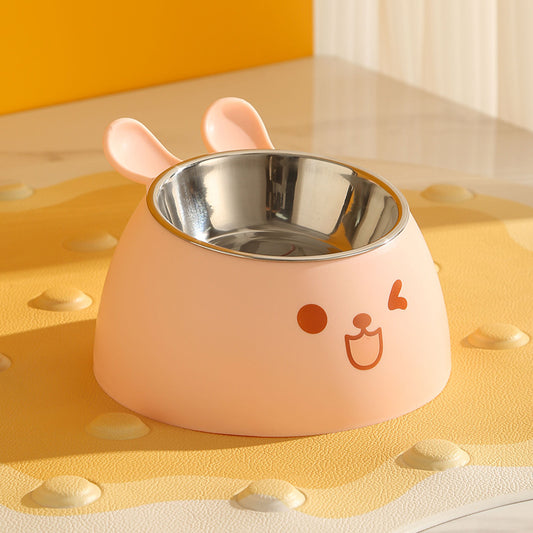 Cat Litter Box - Cat Food Bowl - Non-Slip Design - Pet Food Bowl - Plastic and Stainless Steel Design - V1237-NKKS00055