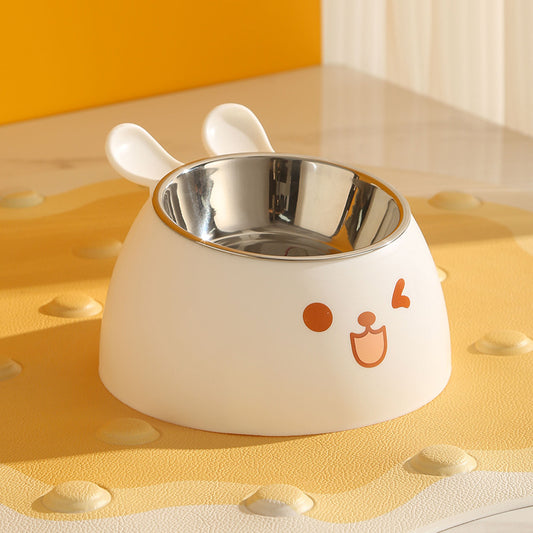 Cat Litter Box - Cat Food Bowl - Non-Slip Design - Pet Food Bowl - Plastic and Stainless Steel Design - V1237-NKKS00057