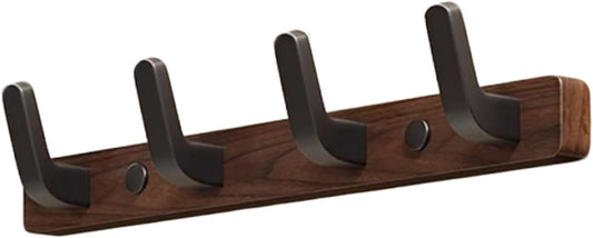 Coat rack - Wall coat rack - Coat rack with hooks - Storage rack - 25 x 3 cm - Wooden coat rack - Walnut - 4 V1237-NKKS00067