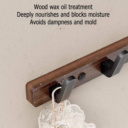 Coat rack - Wall coat rack - Coat rack with hooks - Storage rack - 25 x 3 cm - Wooden coat rack - Walnut - 5 V1237-NKKS00068