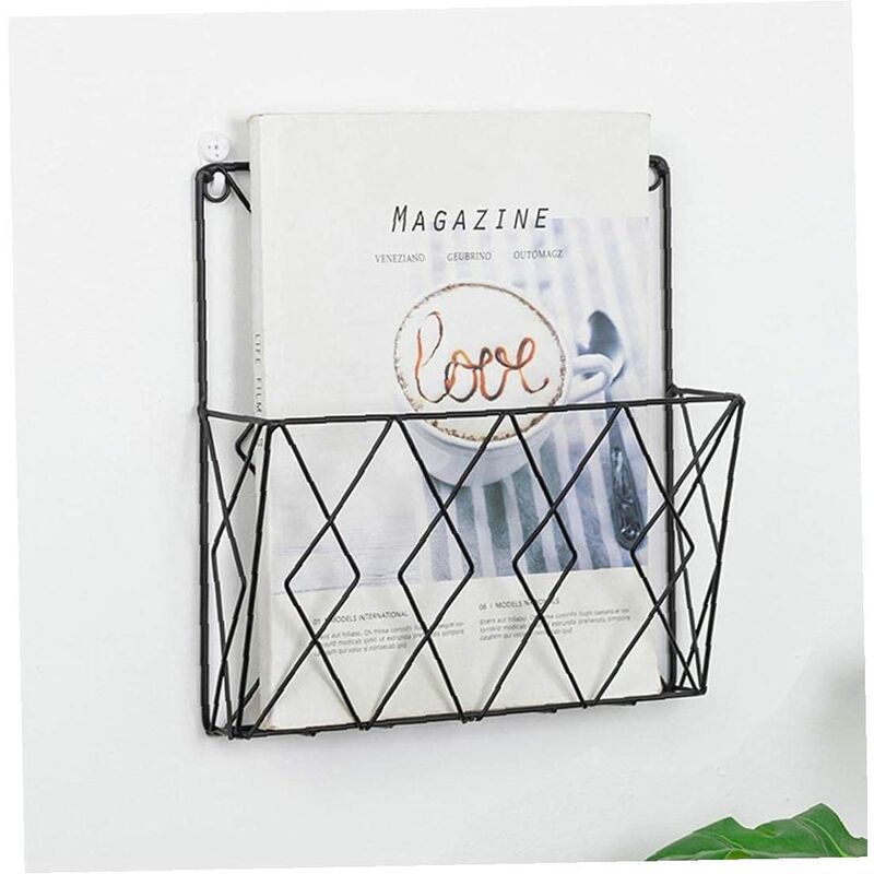 Wall Mounted Newspaper Holder Newspaper Shelf Storage Rack Black Pull V1237-ZY-203-0016