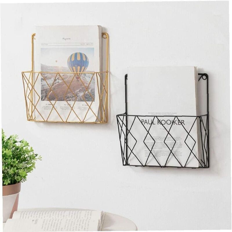 Wall Mounted Newspaper Holder Newspaper Shelf Storage Rack Black Pull V1237-ZY-203-0016
