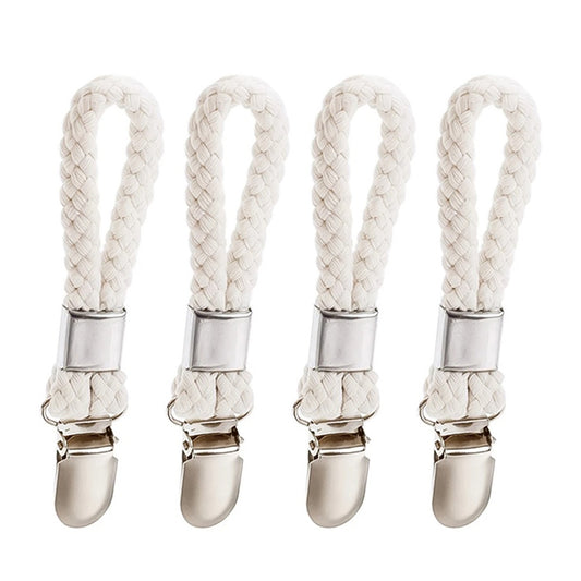4pcs Braided Cotton Loop Metal Towel Clip Household Organization Accessories for Home Bedroom Dorm Organize V1237-ZY-203-0022