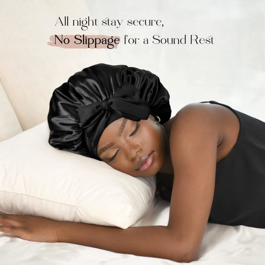 Satin Cap Silk Cap For Sleeping Double Layer Satin Lined Hair Cap With Ribbon Bonnet For Women Naturally V1237-ZY-203-0046