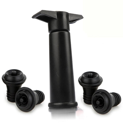 Vacu Vin Black Pump with Wine Saver Stoppers - Keeps Wine Fresh V1237-ZY-203-0068