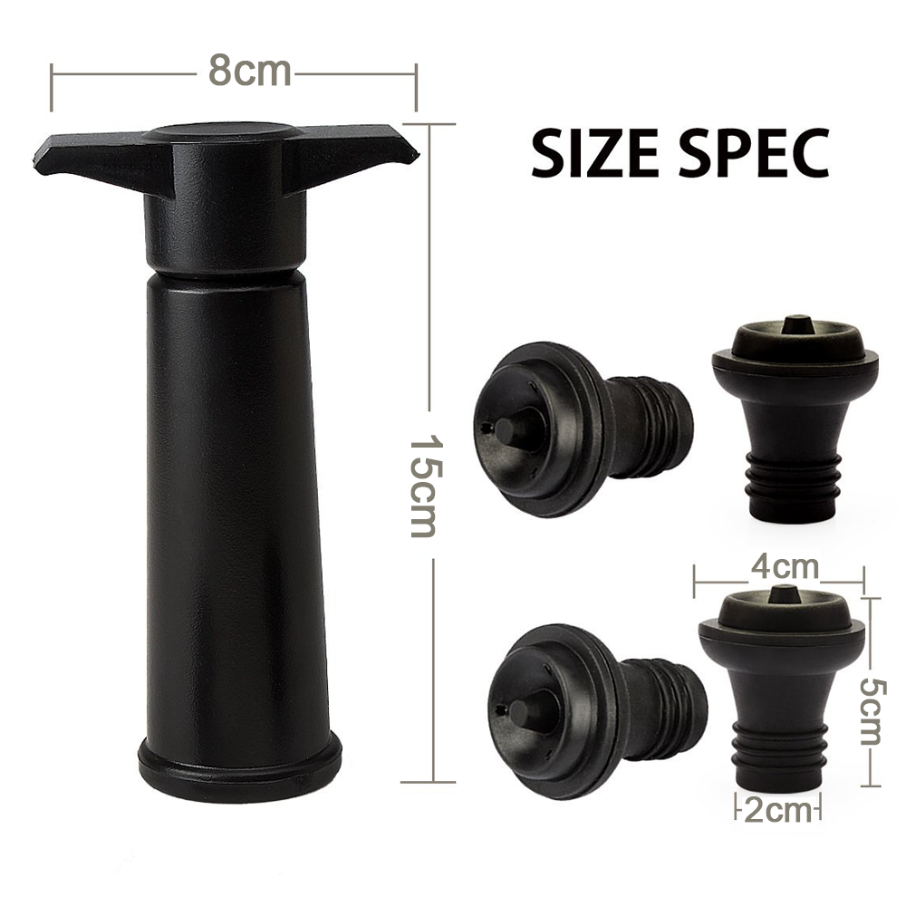 Vacu Vin Black Pump with Wine Saver Stoppers - Keeps Wine Fresh V1237-ZY-203-0068