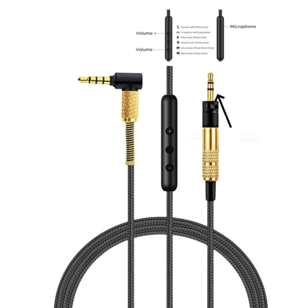 2.5mm to 3.5mm Headphone Cable for Momentum Over Ear 1/2/3 Headphone Cord Durable Wire with Volume Control V1237-ZY-203-0076