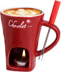 Tealight Fondue Set, Ceramic Melting Pot for Chocolate and Dessert Red V1237-ZY-203-0097