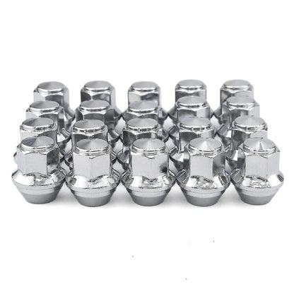 Aluminum Wheel Nuts. M12 X 1.5 Conical 19mm Hex Replacement for Ford Alloy Wheels (Silver) V1237-ZY-203-0120