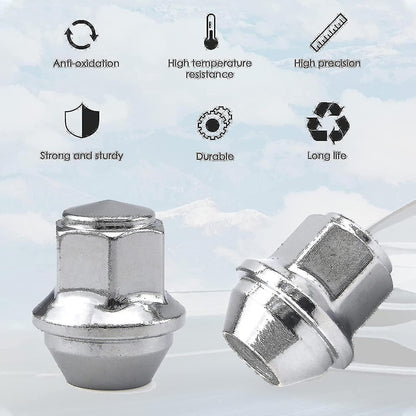 Aluminum Wheel Nuts. M12 X 1.5 Conical 19mm Hex Replacement for Ford Alloy Wheels (Silver) V1237-ZY-203-0120