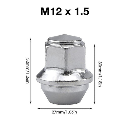 Aluminum Wheel Nuts. M12 X 1.5 Conical 19mm Hex Replacement for Ford Alloy Wheels (Silver) V1237-ZY-203-0120