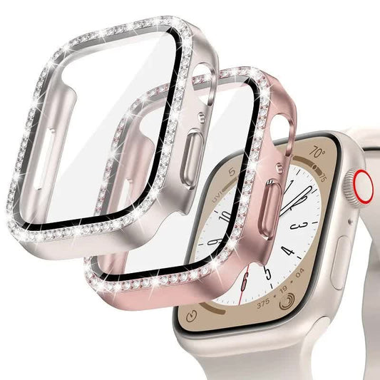 Diamond Glass Compatible with Apple Watch Case 45/41/40 mm 44 mm 42 mm 38 mm Bling Bumper+ Screen Protector V1237-ZY-203-0126
