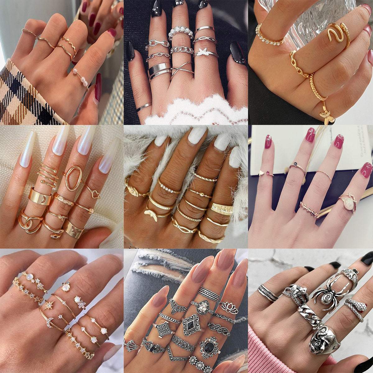 Fashion women's ring open ring led ring little finger ring set Amazon ZCR015 V1237-ZY-203-0134