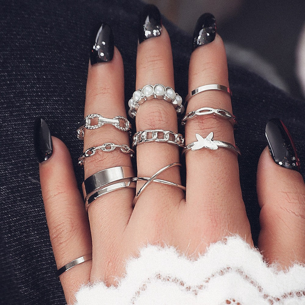 Fashion women's ring open ring led ring little finger ring set Amazon ZCR015 V1237-ZY-203-0134