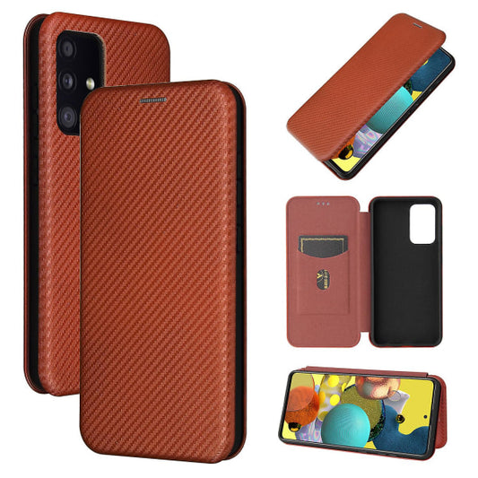Case compatible with Samsung Galaxy A52s 5g Carbon Fiber Case Folio Flip Protective Magnetic Shell Etui Coque V1237-ZY-203-0153