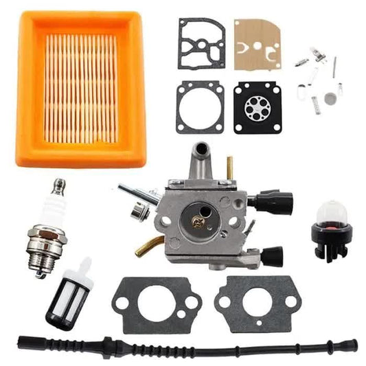 Carburetor with fuel filter fuel hose air filter compatible with Stihl FS120 FS200 FS250 FS300 FS350 FS400 V1237-ZY-203-0155