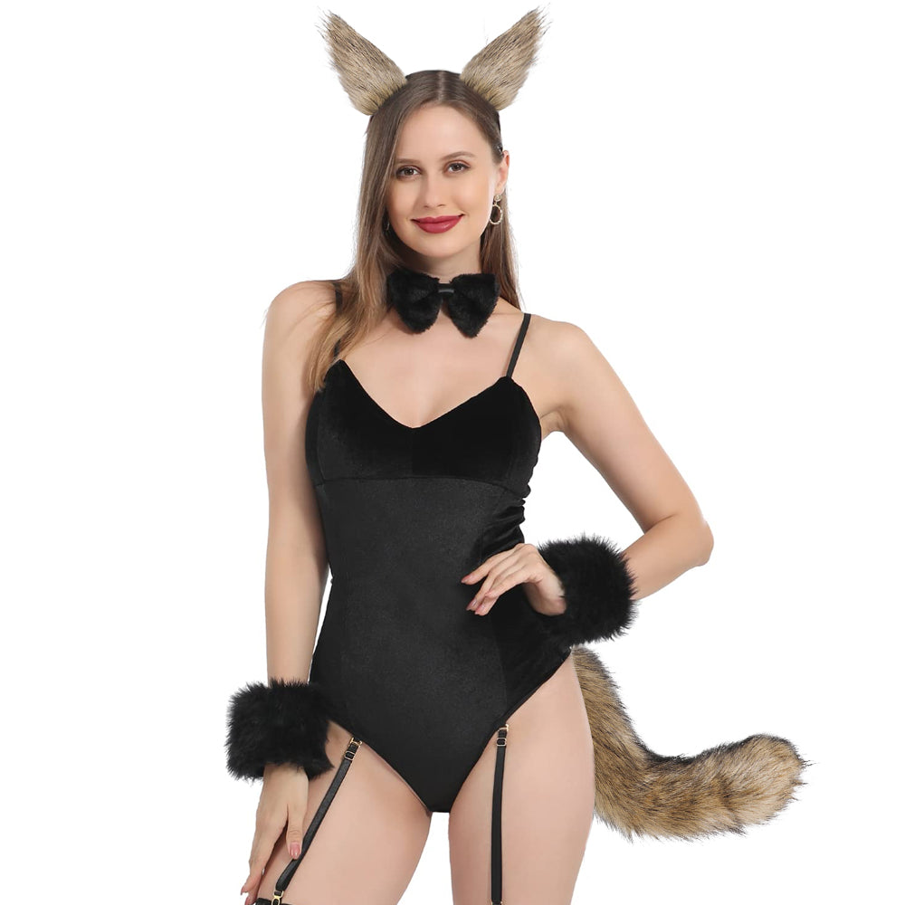 Faux Fur Cat Fox Wolf Fluffy Tail and Ears for Halloween V1237-ZY-203-0169