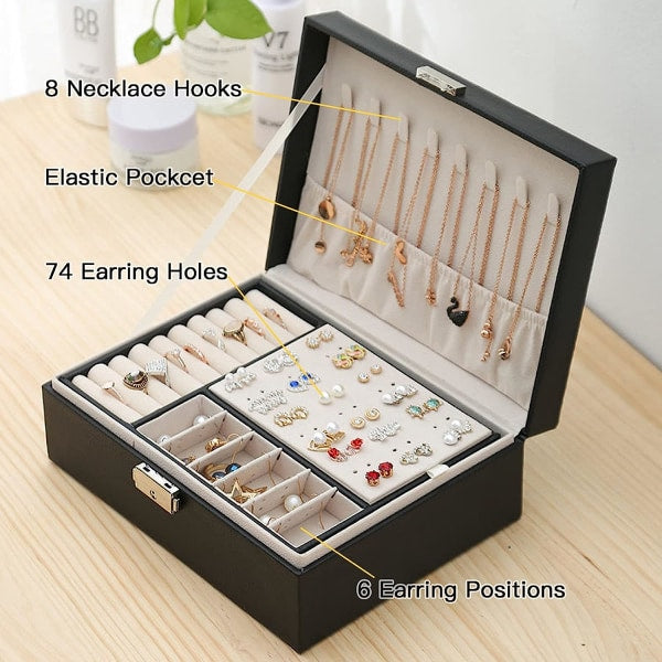 Jewelry Box Jewelry PU Leather Storage Box (Black) V1237-ZY-203-0176
