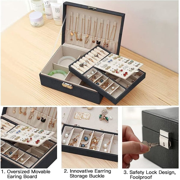Jewelry Box Jewelry PU Leather Storage Box (Black) V1237-ZY-203-0176