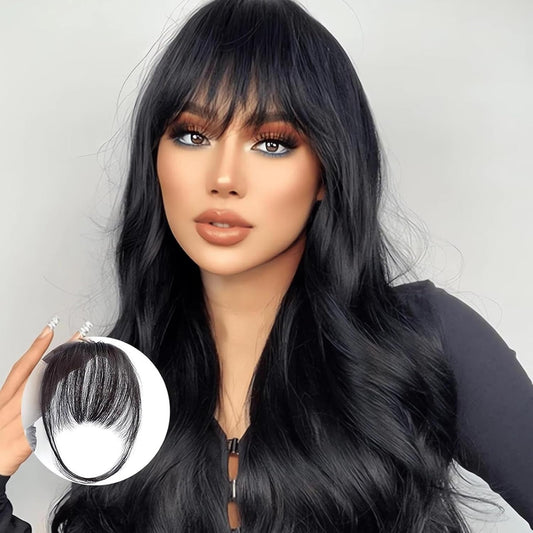 Clip-in Bangs Made of Real Hair, French Bangs Extensions | Natural Colored Clip-on Bangs, Hair Fringe for V1237-ZY-203-0213