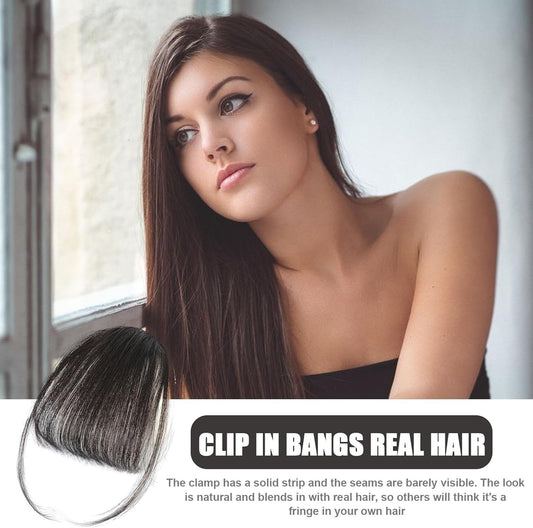 Clip-in Bangs Made of Real Hair, French Bangs Extensions | Natural Colored Clip-on Bangs, Hair Fringe for V1237-ZY-203-0213