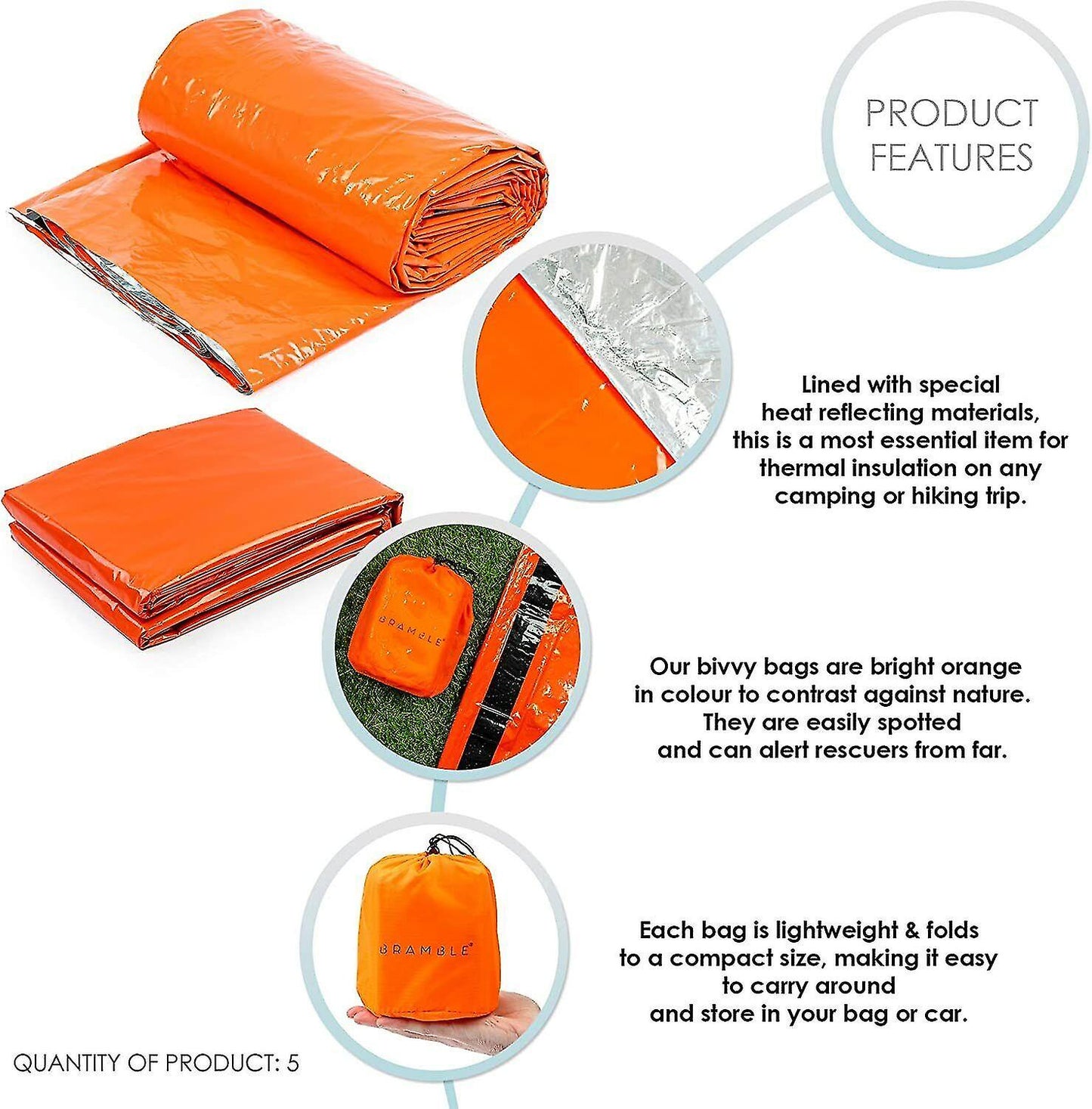 4x Outdoor Emergency Thermal Waterproof Sleeping Bag Camping Survival Bivvy Sack V1237-ZY-203-0236