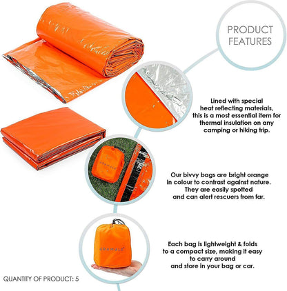4x Outdoor Emergency Thermal Waterproof Sleeping Bag Camping Survival Bivvy Sack V1237-ZY-203-0236