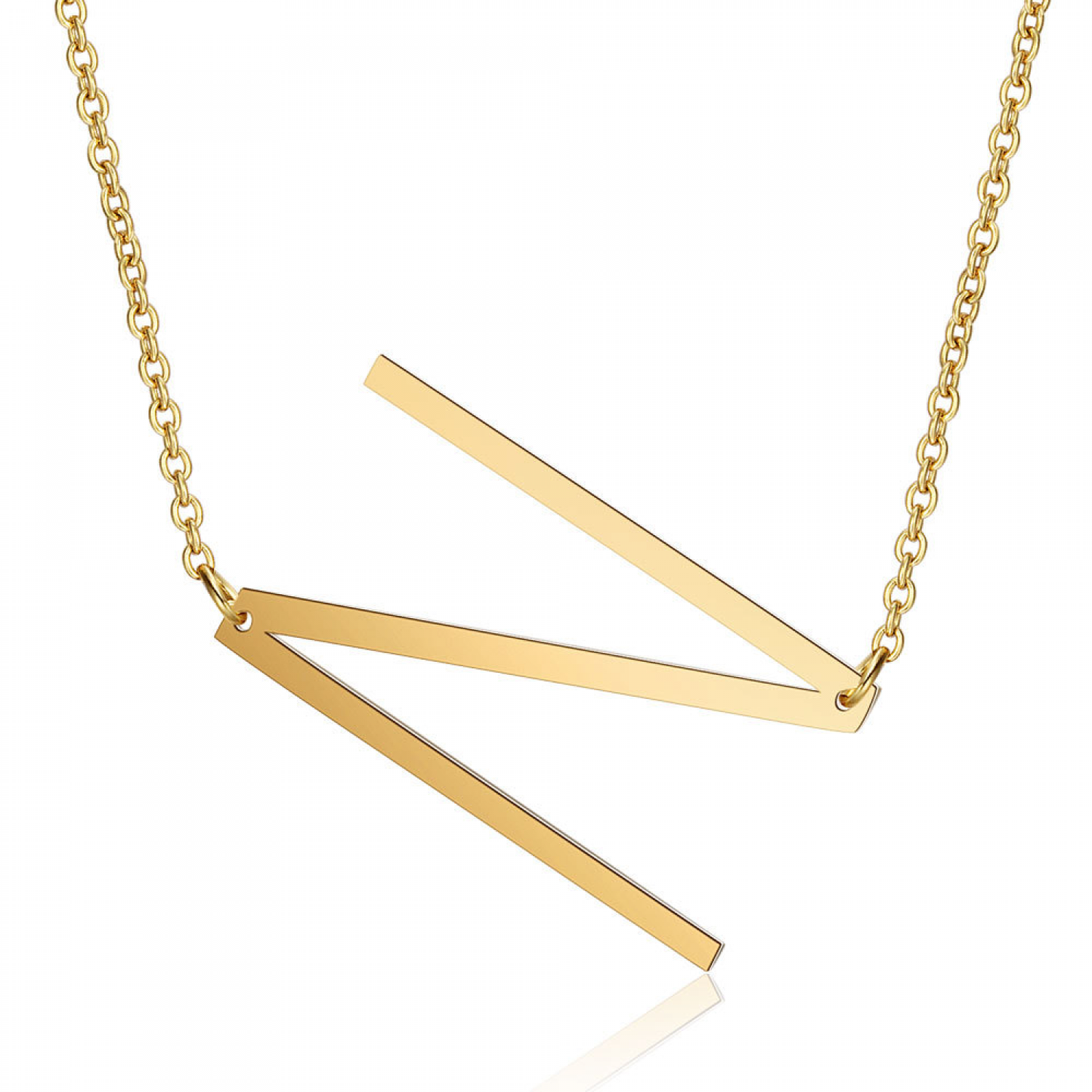 Sideways Block Initial Letter Pendant Necklace for Women --- V1237-ZY-203-0263