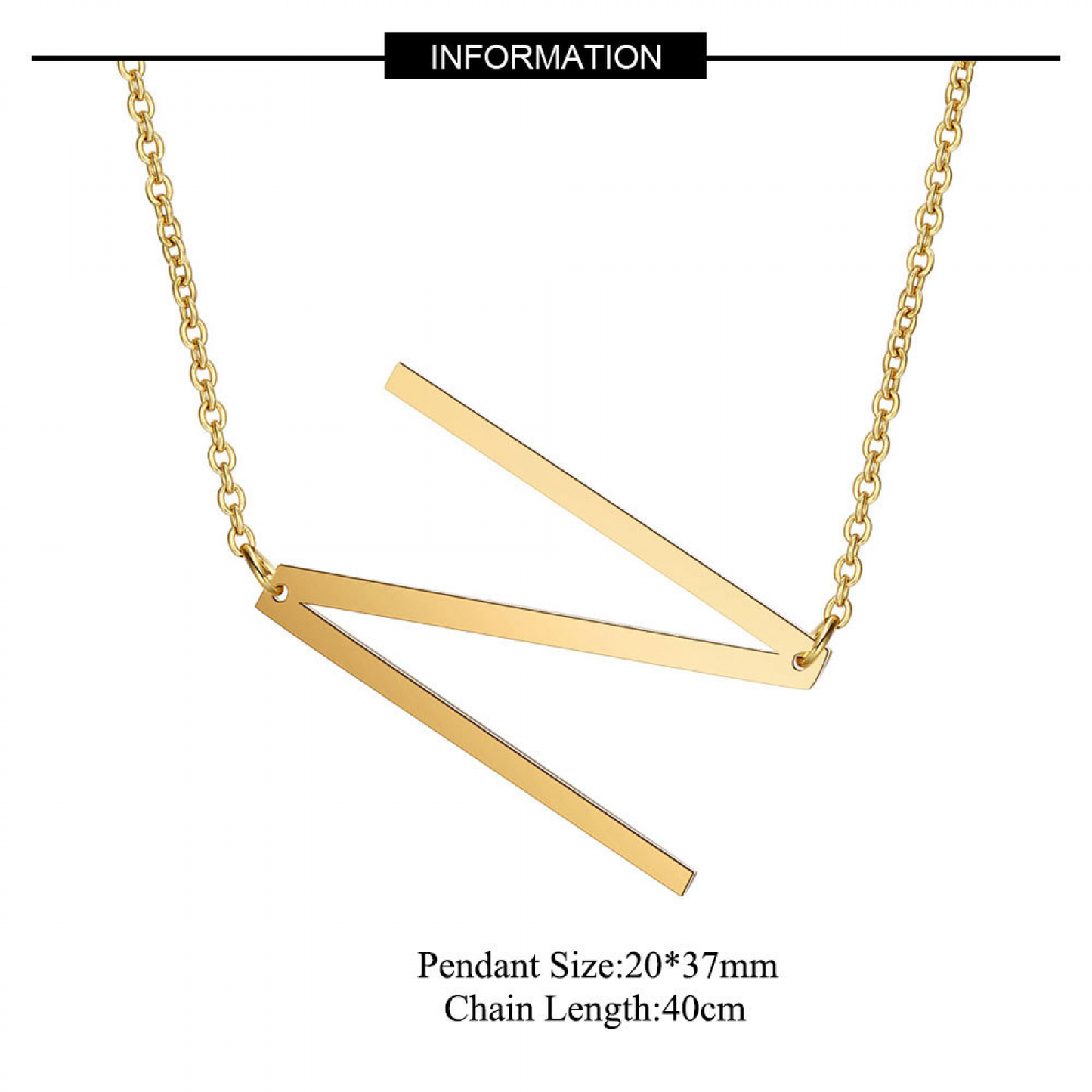 Sideways Block Initial Letter Pendant Necklace for Women --- V1237-ZY-203-0263