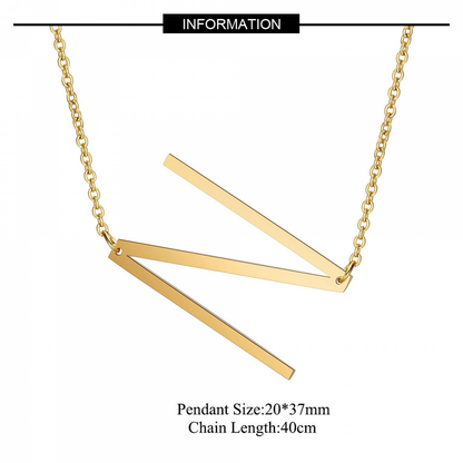 Sideways Block Initial Letter Pendant Necklace for Women --- V1237-ZY-203-0263
