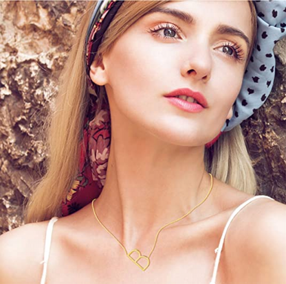 Sideways Block Initial Letter Pendant Necklace for Women --- V1237-ZY-203-0263