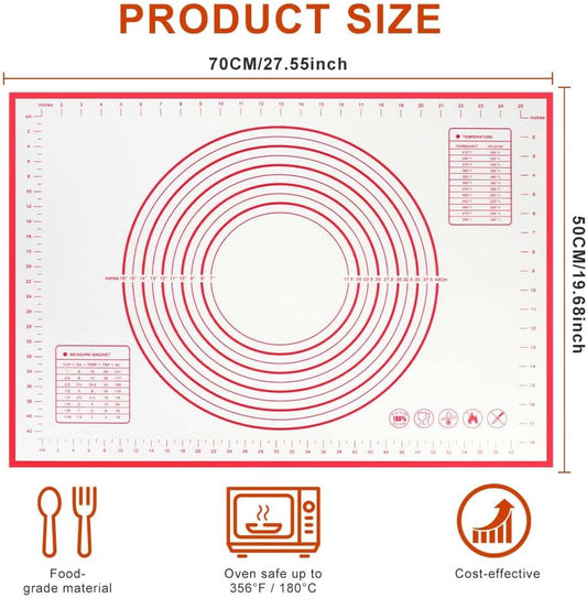 Non-stick rolling pin, 70x50cm silicone rolling pin, non-slip silicone baking mat, food plate, cake mat, cake V1237-ZY-203-0290