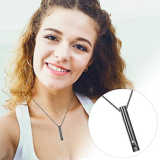 2pcs Breathing Necklace, Anxiety Necklace for Women, Stress Relief Mindful Breathing Necklace Stainless Steel V1237-ZY-203-0295