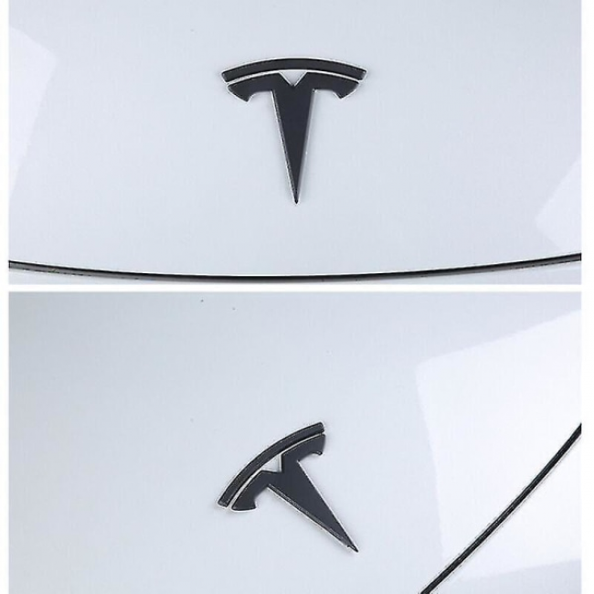 3x Matte Black T-Logo Hood Emblem Tesla Model Y V1237-ZY-203-0298