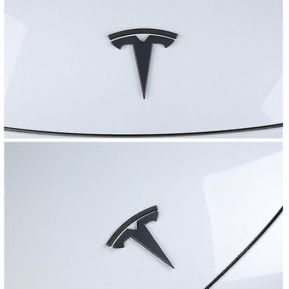 3x Matte Black T-Logo Hood Emblem Tesla Model Y V1237-ZY-203-0298