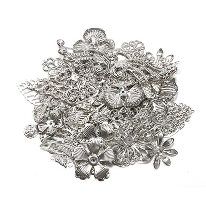 50g/lot Mixed Metal Flower Petals Filigree Wraps Clutches White V1237-ZY-203-0316
