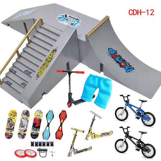 STASHABLES Finger Skateboard Ramp Set Finger Skatepark Kit 16 Piece Skate Park Kit Including Skateboards, V1237-ZY-203-0319