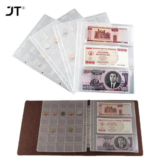 10 pcs/1 pc 3-compartment loose leaf banknote album page collector holder 1pc 3-slot 80x177mm V1237-ZY-203-0320