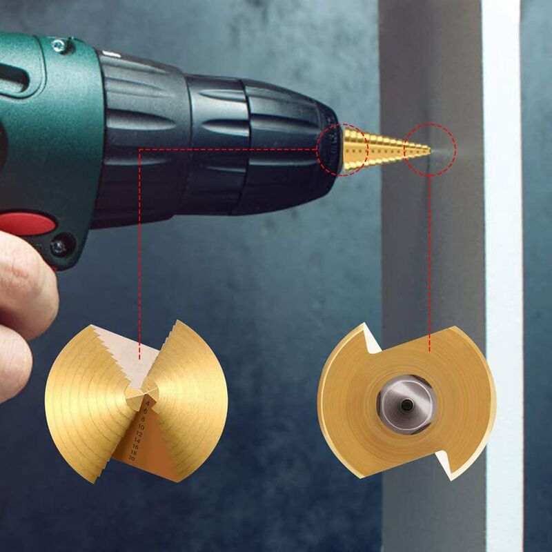 Step Drills Double Groove Countersink Drill High Speed Steel Cone Drill for Steel Wood, Plastic, Brass, V1237-ZY-203-0329