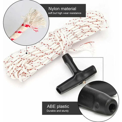 10 Meter 3.0mm Starter Cord with 3 Start Handles for Lawn Mower Chainsaw Trimmer Brushcutter Engine Parts V1237-ZY-203-0331